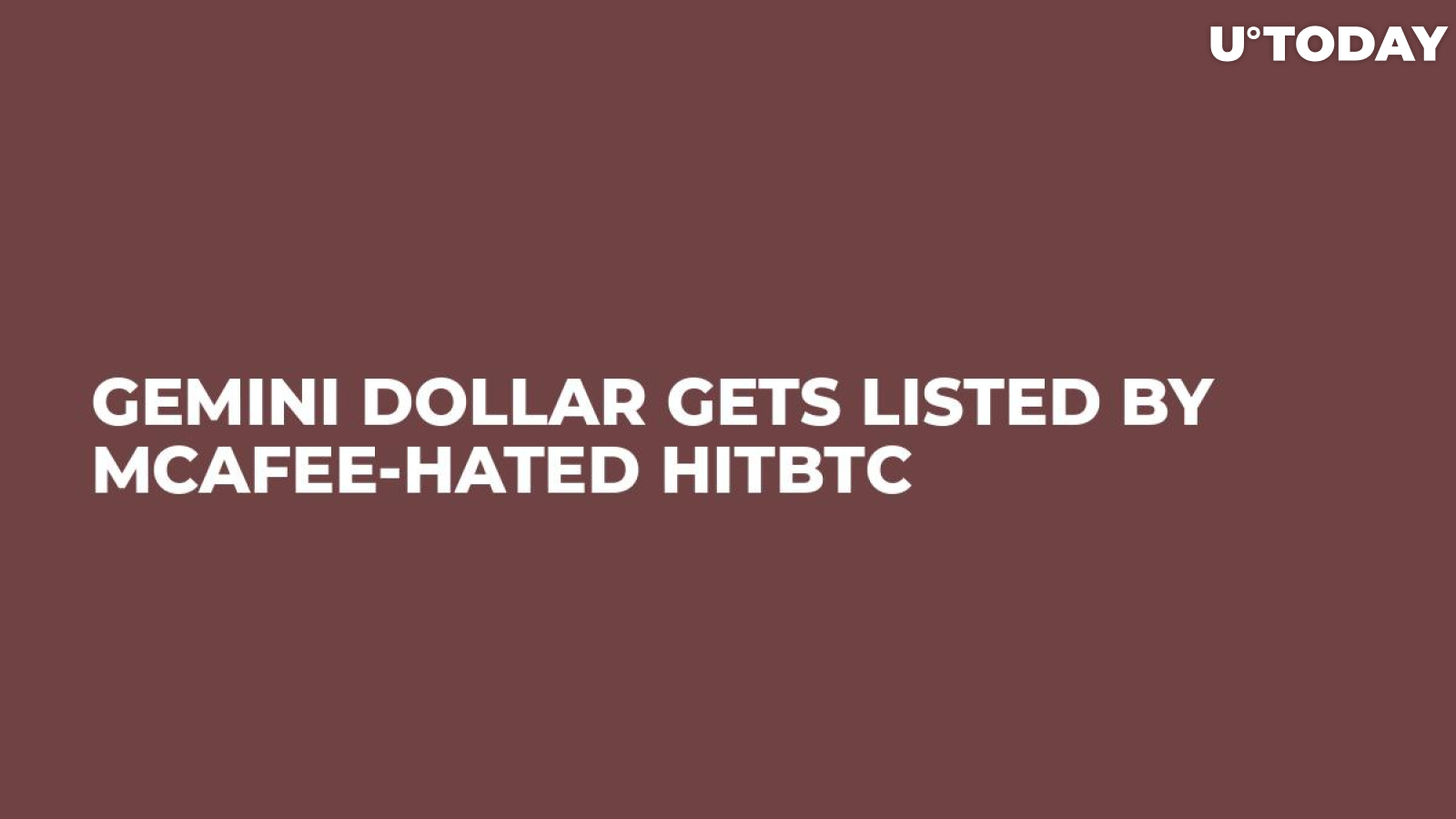 Gemini Dollar Gets Listed By McAfee-Hated HitBTC