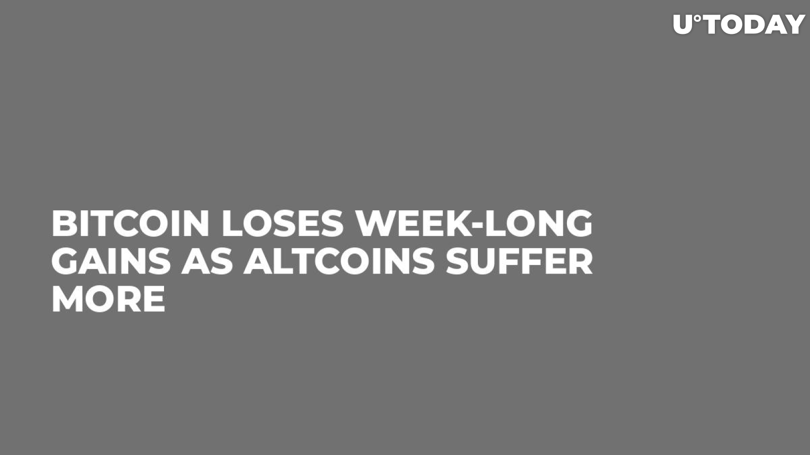 Bitcoin Loses Week-Long Gains as Altcoins Suffer More