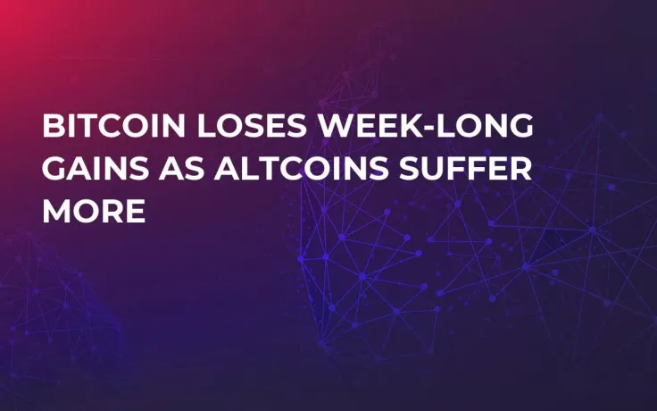 Bitcoin Loses Week-Long Gains as Altcoins Suffer More