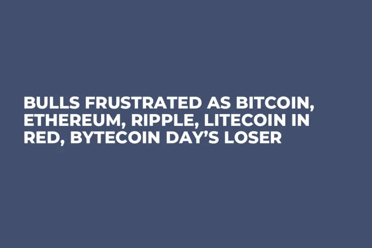 Bulls Frustrated as Bitcoin, Ethereum, Ripple, Litecoin in Red, Bytecoin Day’s Loser