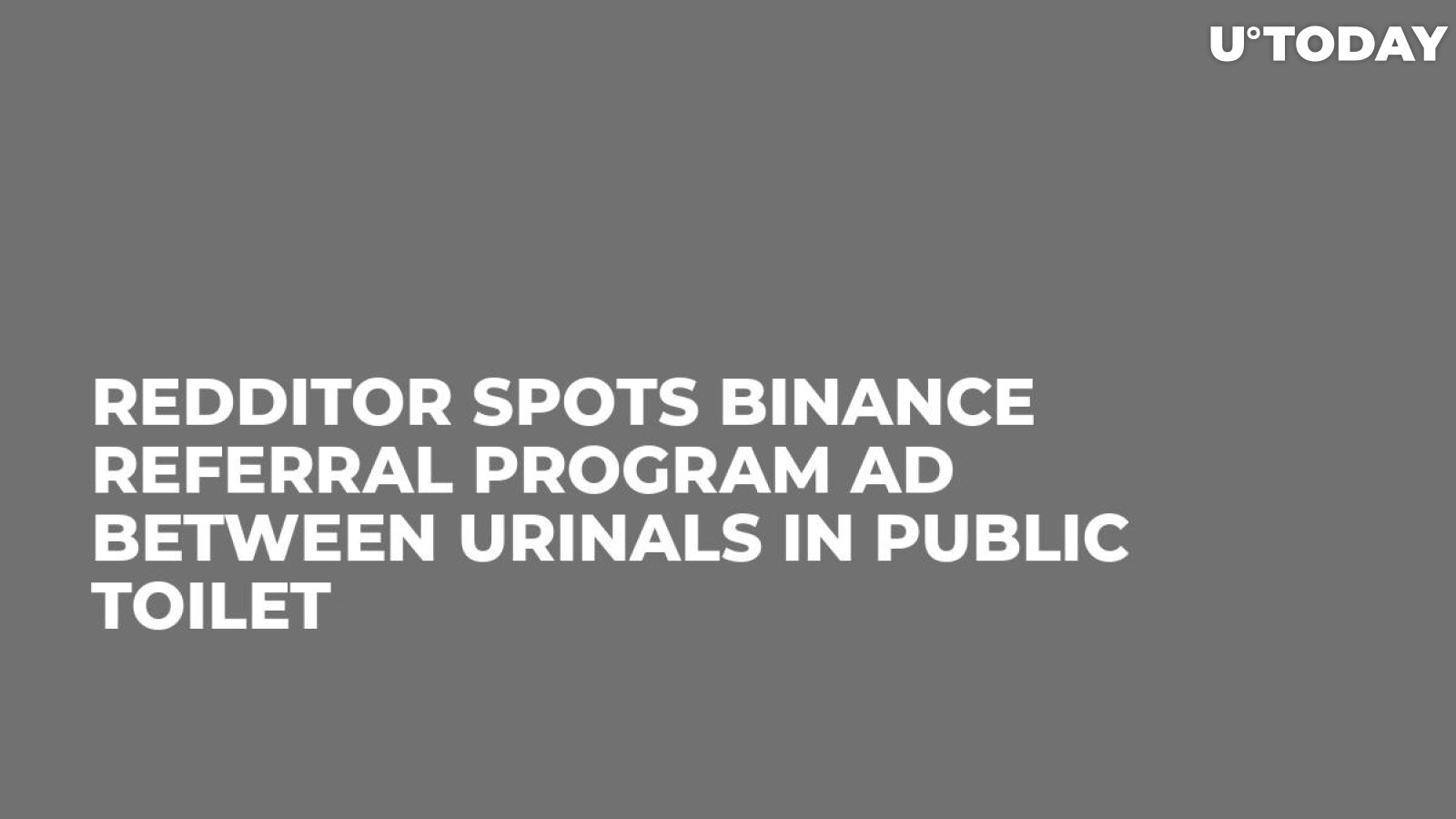 Redditor Spots Binance Referral Program Ad Between Urinals in Public Toilet