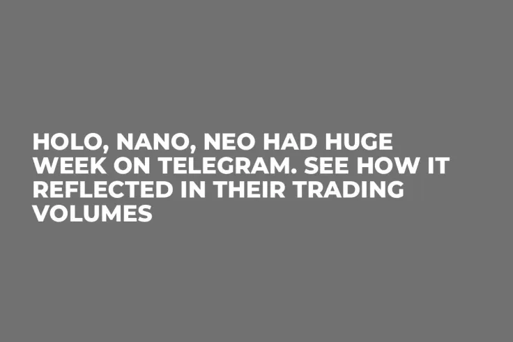 Holo, NANO, NEO Had Huge Week on Telegram. See How It Reflected in Their Trading Volumes