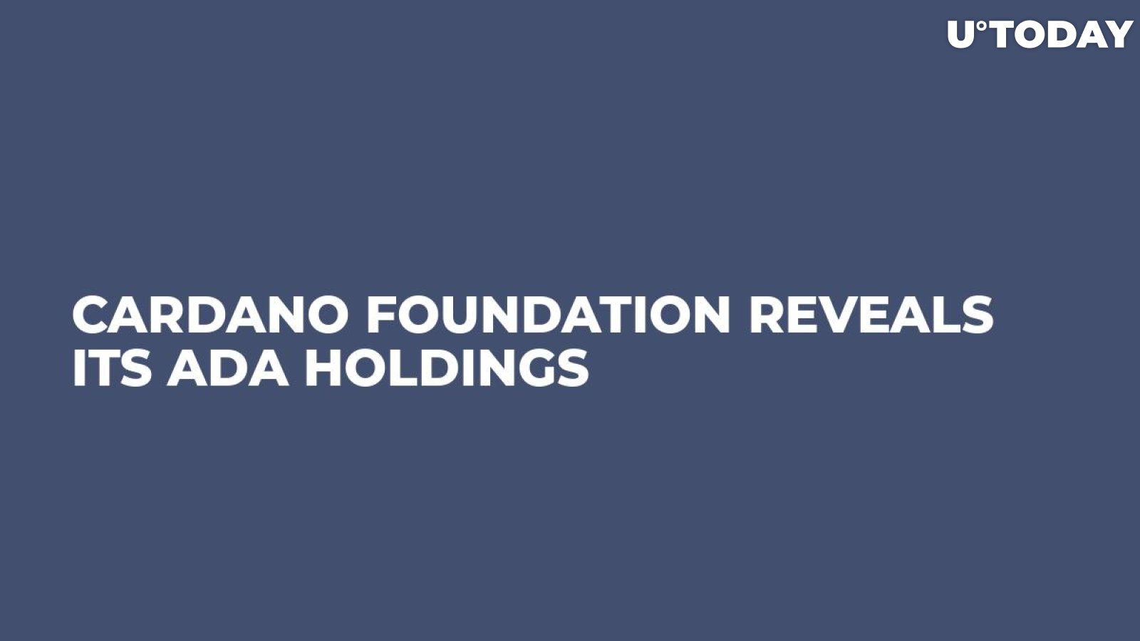 Cardano Foundation Reveals Its ADA Holdings   