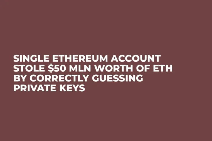 Single Ethereum Account Stole $50 Mln Worth of ETH by Correctly Guessing Private Keys