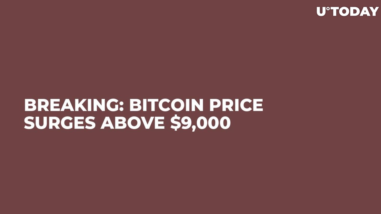 BREAKING: Bitcoin Price Surges Above $9,000