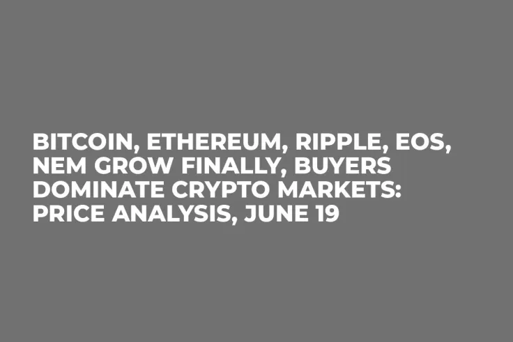 Bitcoin, Ethereum, Ripple, EOS, NEM Grow Finally, Buyers Dominate Crypto Markets: Price Analysis, June 19