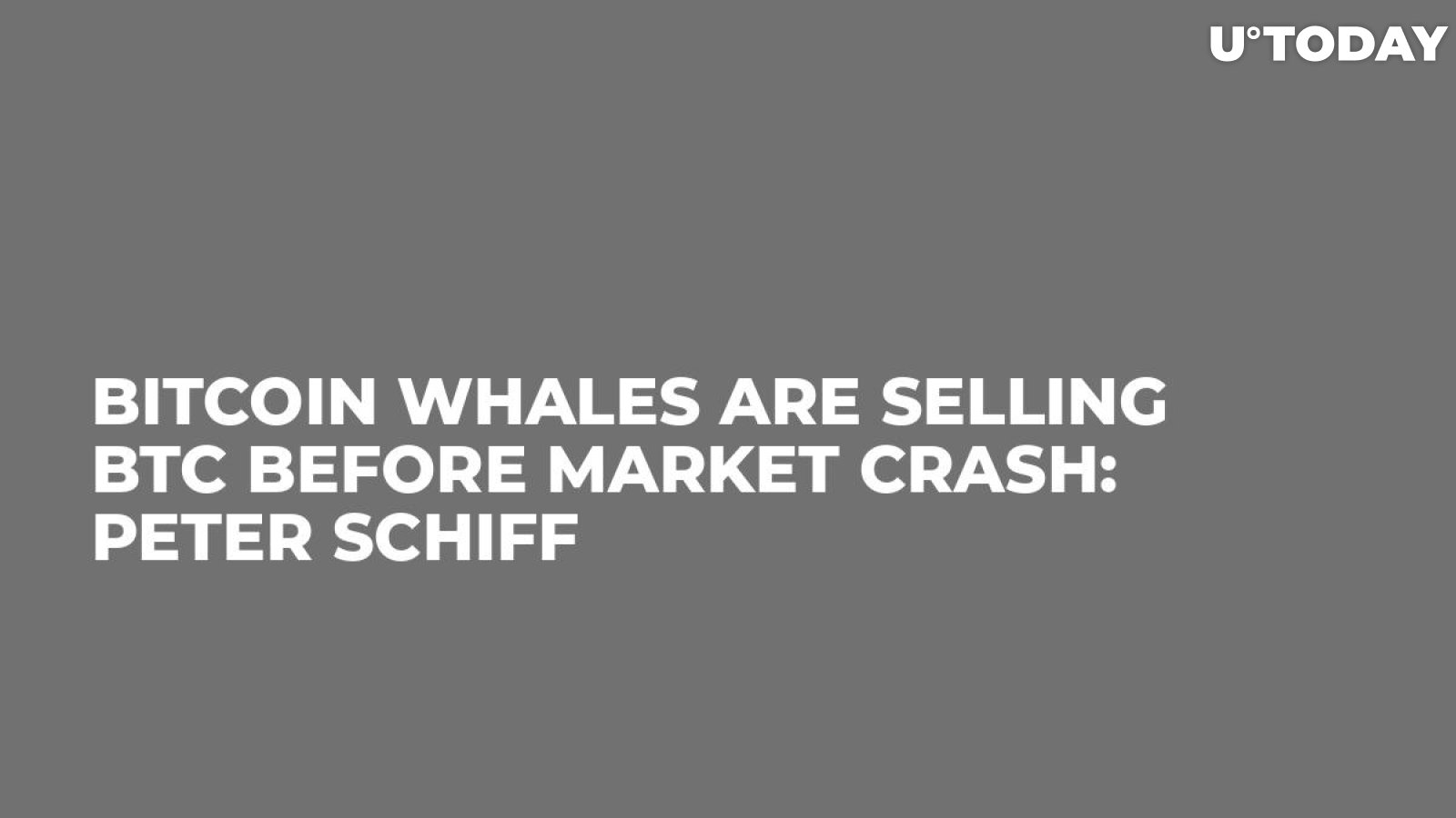 Bitcoin Whales Are Selling BTC Before Market Crash: Peter Schiff 