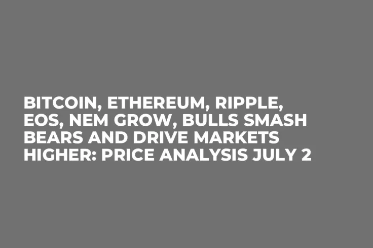 Bitcoin, Ethereum, Ripple, EOS, NEM Grow, Bulls Smash Bears and Drive Markets Higher: Price Analysis July 2