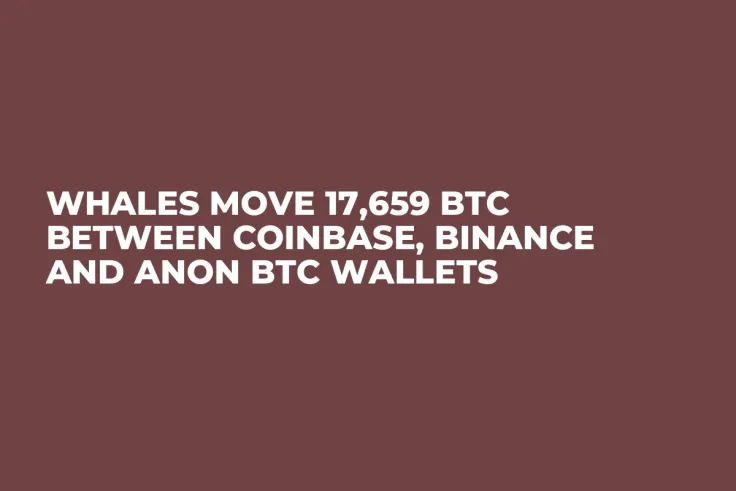 Whales Move 17,659 BTC Between Coinbase, Binance and Anon BTC Wallets