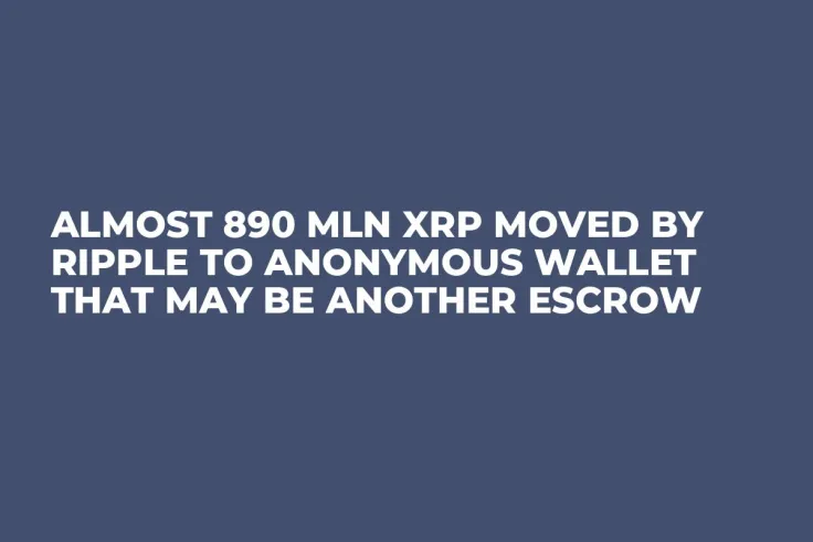 Almost 890 Mln XRP Moved by Ripple to Anonymous Wallet That May Be Another Escrow