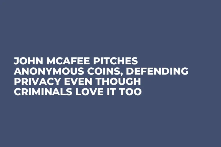 John McAfee Pitches Anonymous Coins, Defending Privacy Even Though Criminals Love It Too