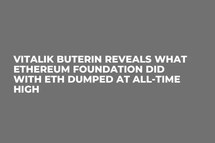 Vitalik Buterin Reveals What Ethereum Foundation Did with ETH Dumped at All-Time High