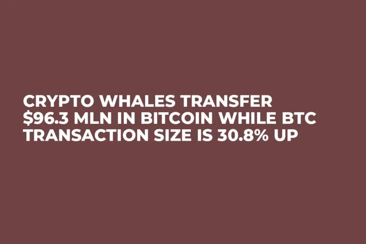 Crypto Whales Transfer $96.3 Mln In Bitcoin While BTC Transaction Size Is 30.8% Up