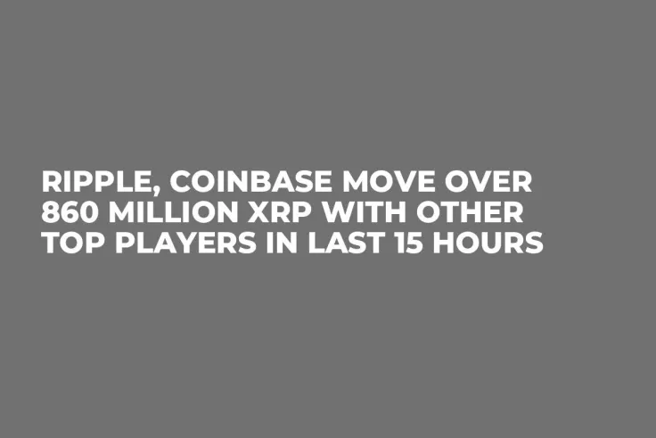 Ripple, Coinbase Move over 860 Million XRP with Other Top Players in Last 15 Hours