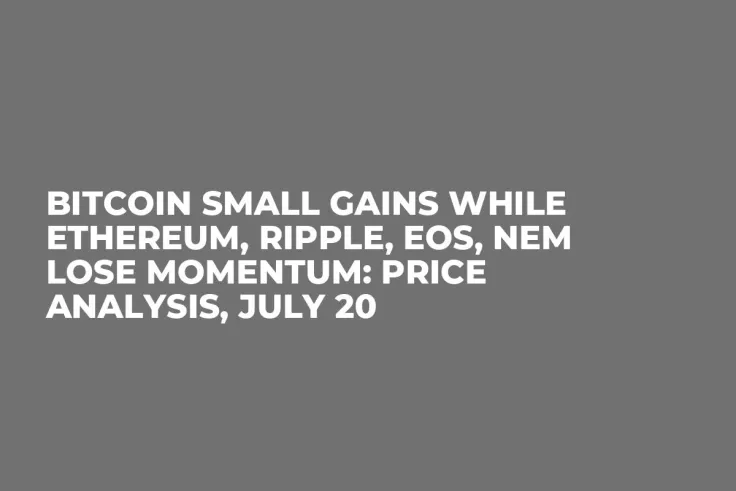 Bitcoin Small Gains While Ethereum, Ripple, EOS, NEM Lose Momentum: Price Analysis, July 20