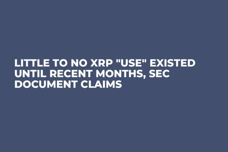 Little to No XRP "Use" Existed Until Recent Months, SEC Document Claims