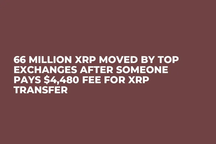 66 Million XRP Moved by Top Exchanges After Someone Pays $4,480 Fee for XRP Transfer