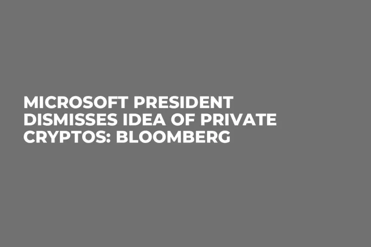 Microsoft President Dismisses Idea of Private Cryptos: Bloomberg