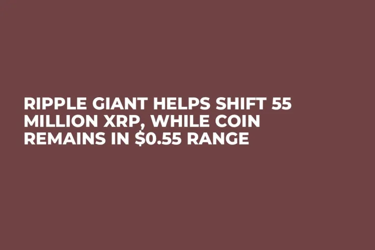 Ripple Giant Helps Shift 55 Million XRP, While Coin Remains in $0.55 Range