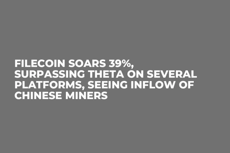 Filecoin Soars 39%, Surpassing Theta On Several Platforms, Seeing Inflow of Chinese Miners 