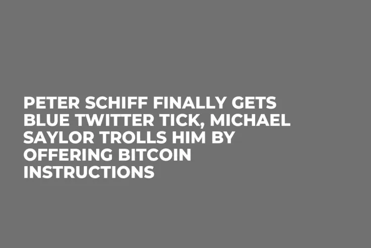Peter Schiff Finally Gets Blue Twitter Tick, Michael Saylor Trolls Him by Offering Bitcoin Instructions