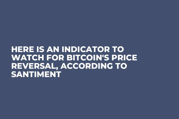 Here Is an Indicator to Watch for Bitcoin's Price Reversal, According to Santiment