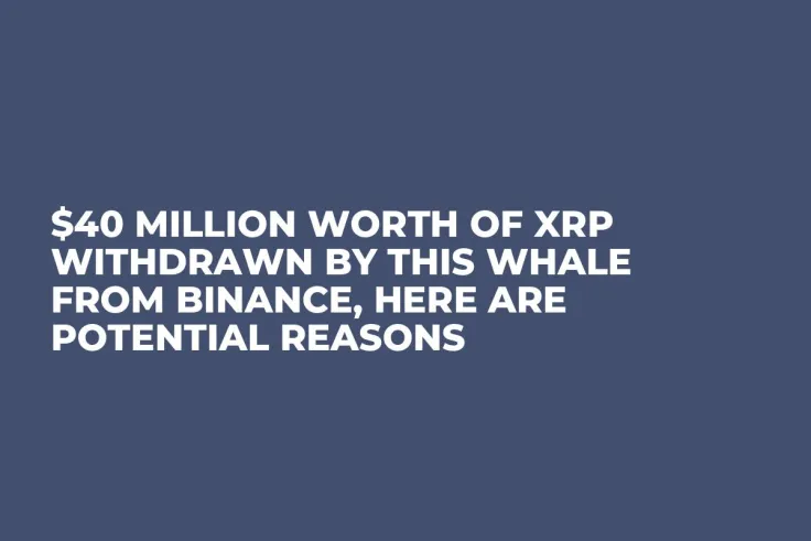 $40 Million Worth of XRP Withdrawn by This Whale from Binance, Here Are Potential Reasons
