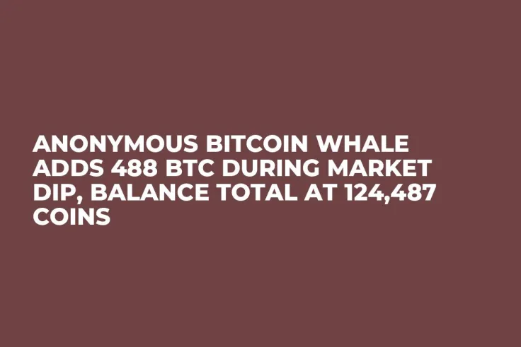 Anonymous Bitcoin Whale Adds 488 BTC During Market Dip, Balance Total at 124,487 Coins