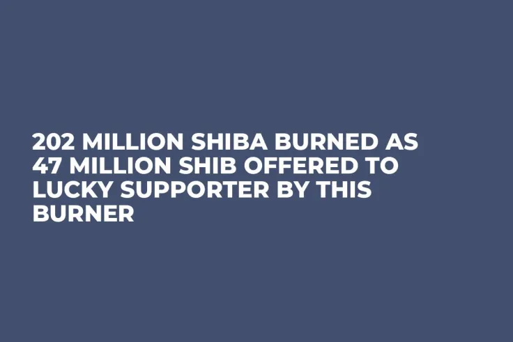 202 Million Shiba Burned as 47 Million SHIB Offered to Lucky Supporter by This Burner