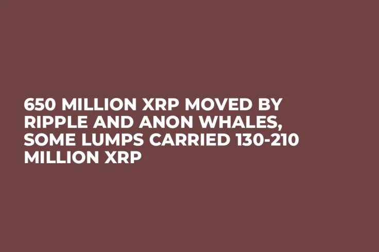 650 Million XRP Moved by Ripple and Anon Whales, Some Lumps Carried 130-210 Million XRP