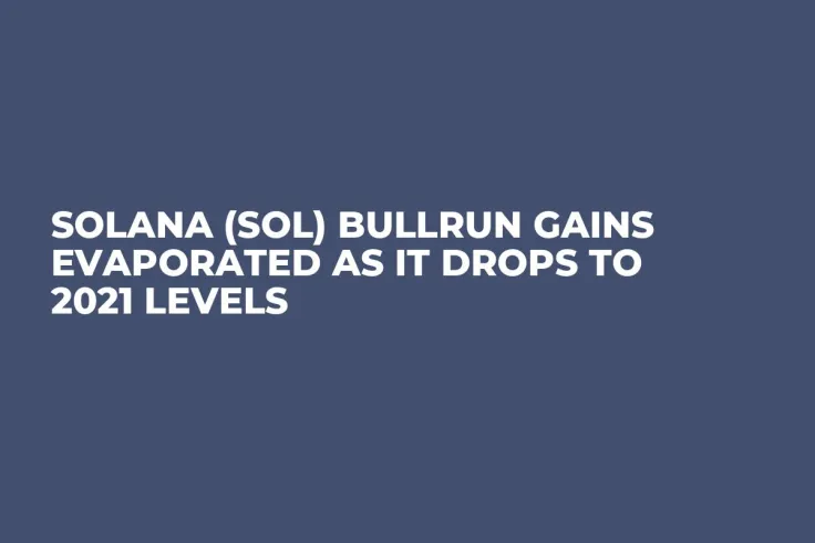 Solana (SOL) Bullrun Gains Evaporated as It Drops to 2021 Levels