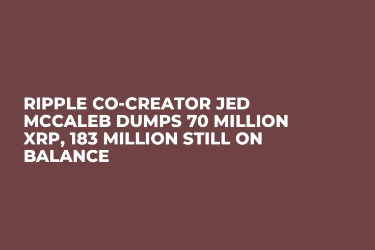 Ripple Co-Creator Jed McCaleb Dumps 70 Million XRP, 183 Million Still on Balance