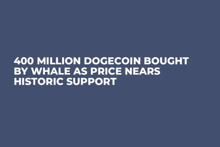 400 Million Dogecoin Bought by Whale as Price Nears Historic Support
