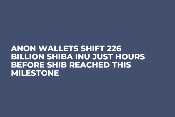 Anon Wallets Shift 226 Billion Shiba Inu Just Hours Before SHIB Reached This Milestone 
