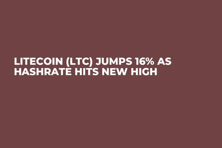 Litecoin (LTC) Jumps 16% as Hashrate Hits New High