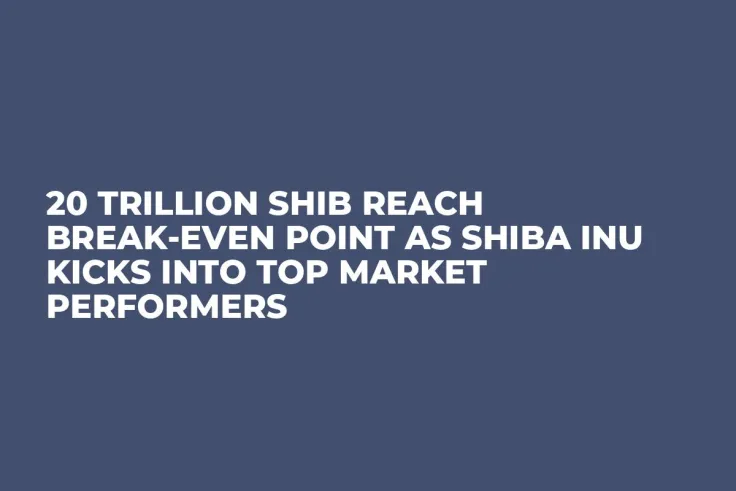 20 Trillion SHIB Reach Break-Even Point as Shiba Inu Kicks into Top Market Performers