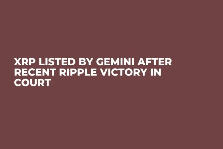 XRP Listed by Gemini After Recent Ripple Victory in Court