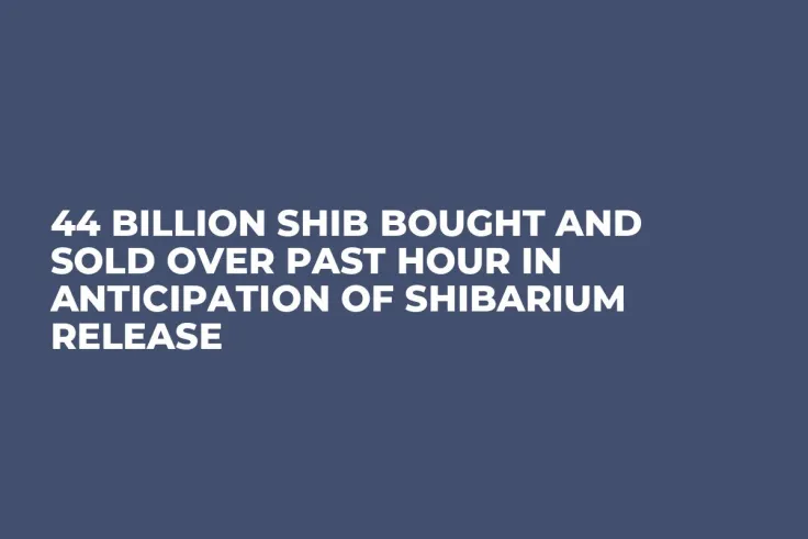 44 Billion SHIB Bought and Sold Over Past Hour in Anticipation of Shibarium Release