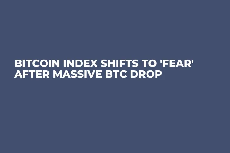 Bitcoin Index Shifts to 'Fear' After Massive BTC Drop