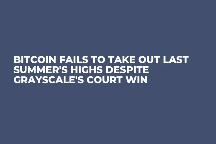 Bitcoin Fails to Take out Last Summer's Highs Despite Grayscale's Court Win