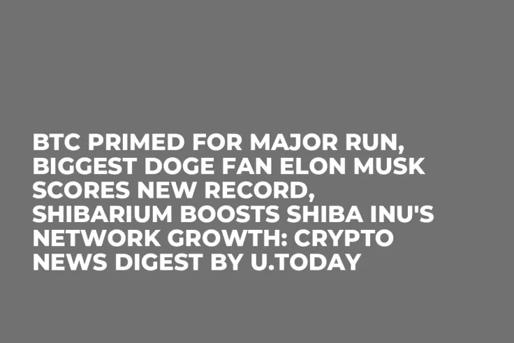 BTC Primed for Major Run, Biggest DOGE Fan Elon Musk Scores New Record, Shibarium Boosts Shiba Inu's Network Growth: Crypto News Digest by U.Today