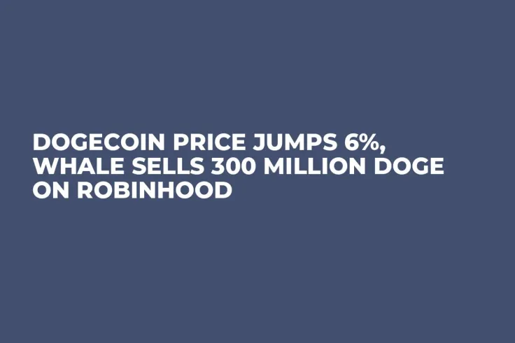 Dogecoin Price Jumps 6%, Whale Sells 300 Million DOGE on Robinhood