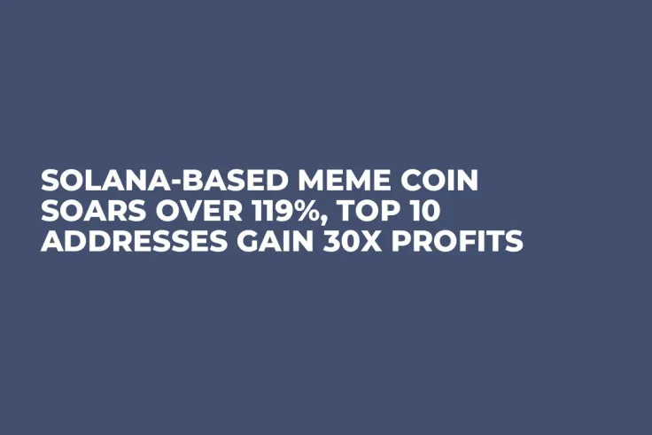 Solana-Based Meme Coin Soars Over 119%, Top 10 Addresses Gain 30x Profits