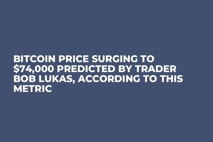 Bitcoin Price Surging to $74,000 Predicted by Trader Bob Lukas, According to This Metric