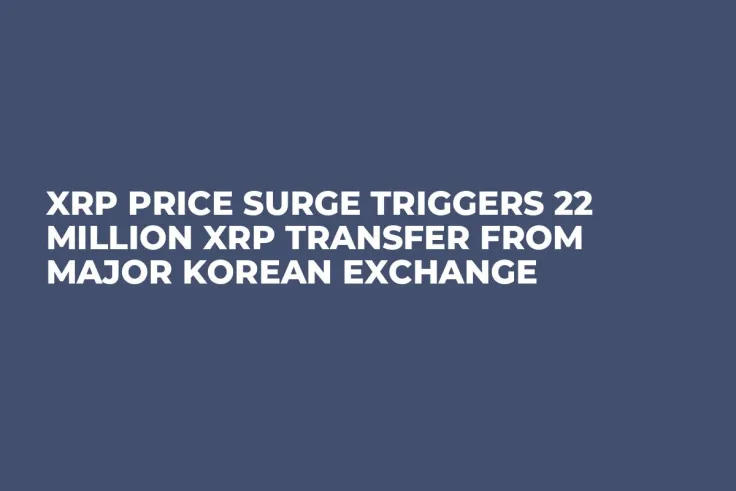 XRP Price Surge Triggers 22 Million XRP Transfer From Major Korean Exchange