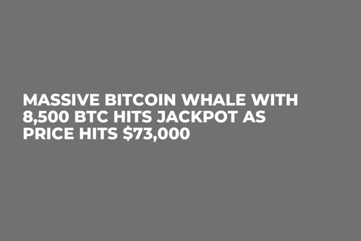 Massive Bitcoin Whale With 8,500 BTC Hits Jackpot as Price Hits $73,000