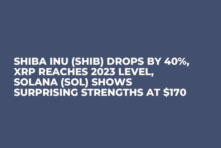 Shiba Inu (SHIB) Drops by 40%, XRP Reaches 2023 Level, Solana (SOL) Shows Surprising Strengths at $170