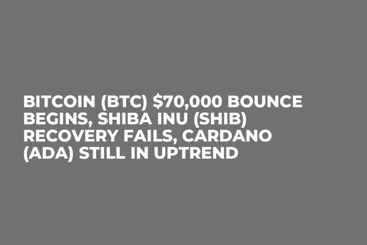 Bitcoin (BTC) $70,000 Bounce Begins, Shiba Inu (SHIB) Recovery Fails, Cardano (ADA) Still in Uptrend