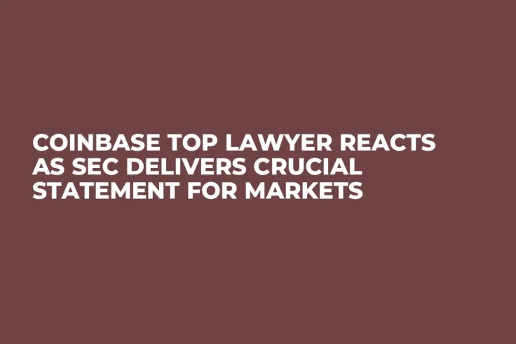 Coinbase Top Lawyer Reacts as SEC Delivers Crucial Statement for Markets