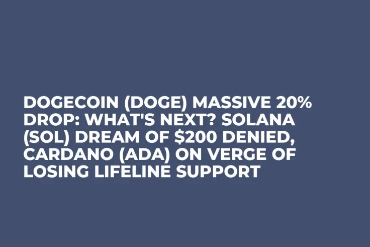 Dogecoin (DOGE) Massive 20% Drop: What's Next? Solana (SOL) Dream of $200 Denied, Cardano (ADA) on Verge of Losing Lifeline Support